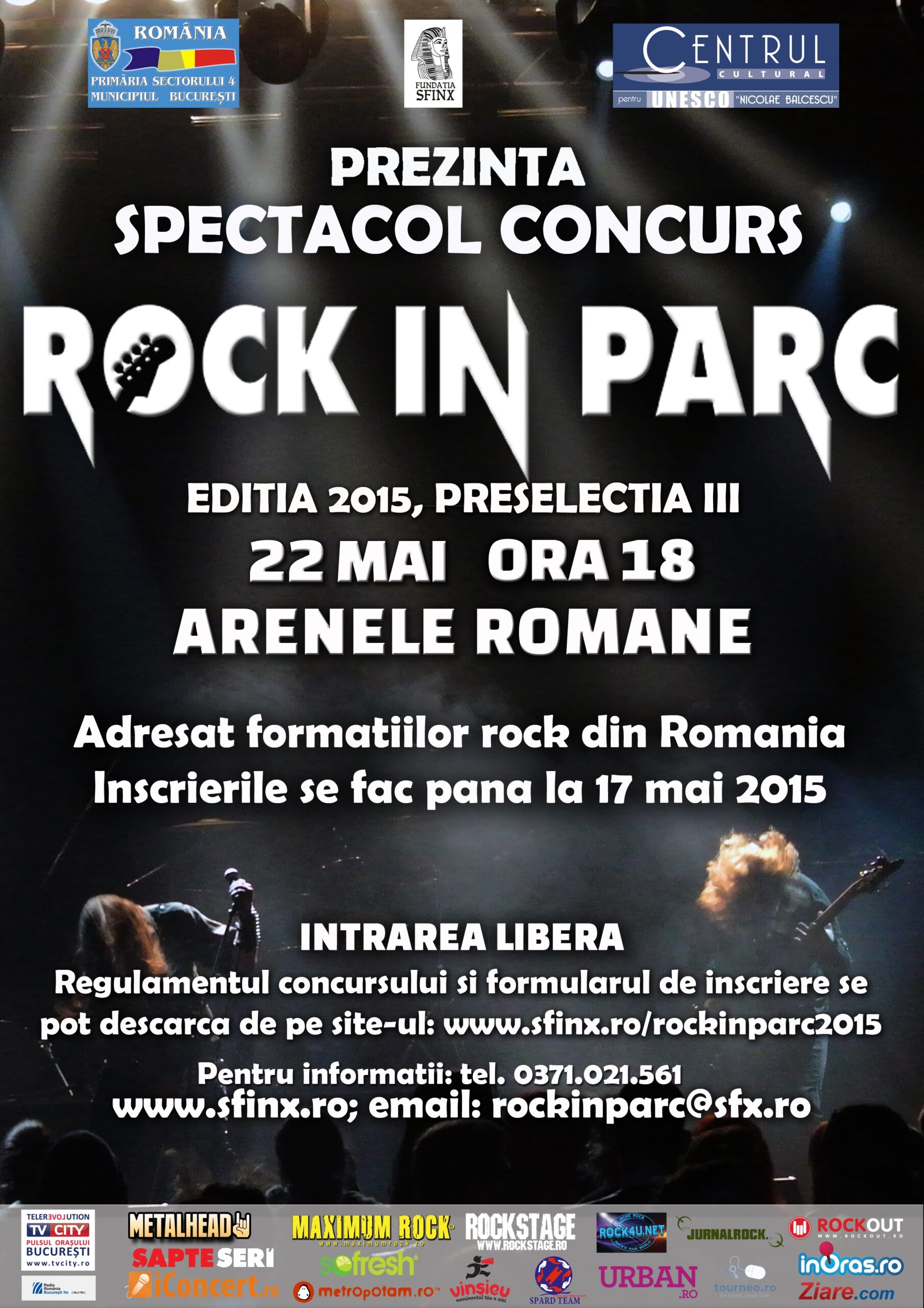 Ia parte la Festivalul Rock In Parc, din data de 22 mai, de la Arenele Romane